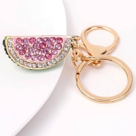 NEW! Rhinestone Watermelon🍉 Keychain Bag 🎒👜 Charm ~ 🎁, Summer, Fruit - Picture 8 of 9